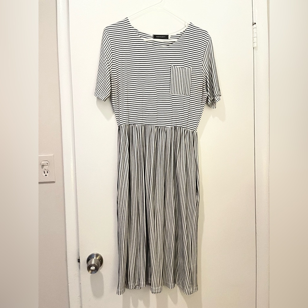 Striped Black and White Women's Dress